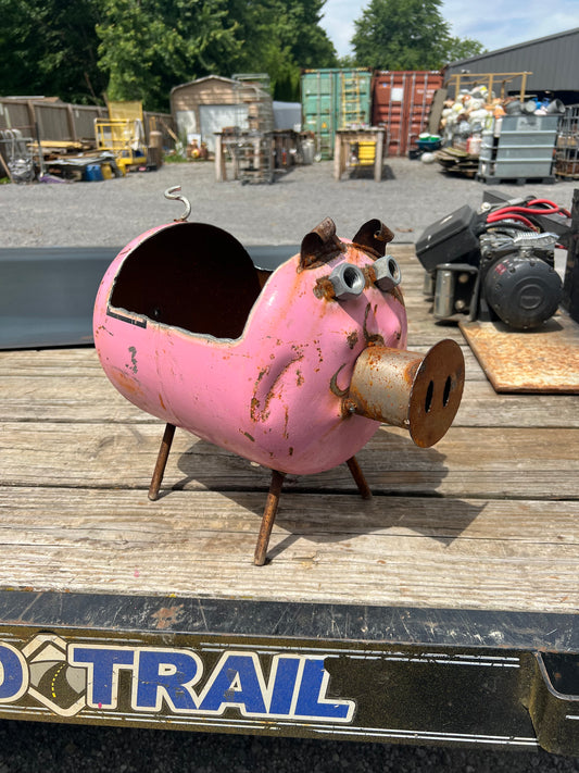 Handmade pig planter pink