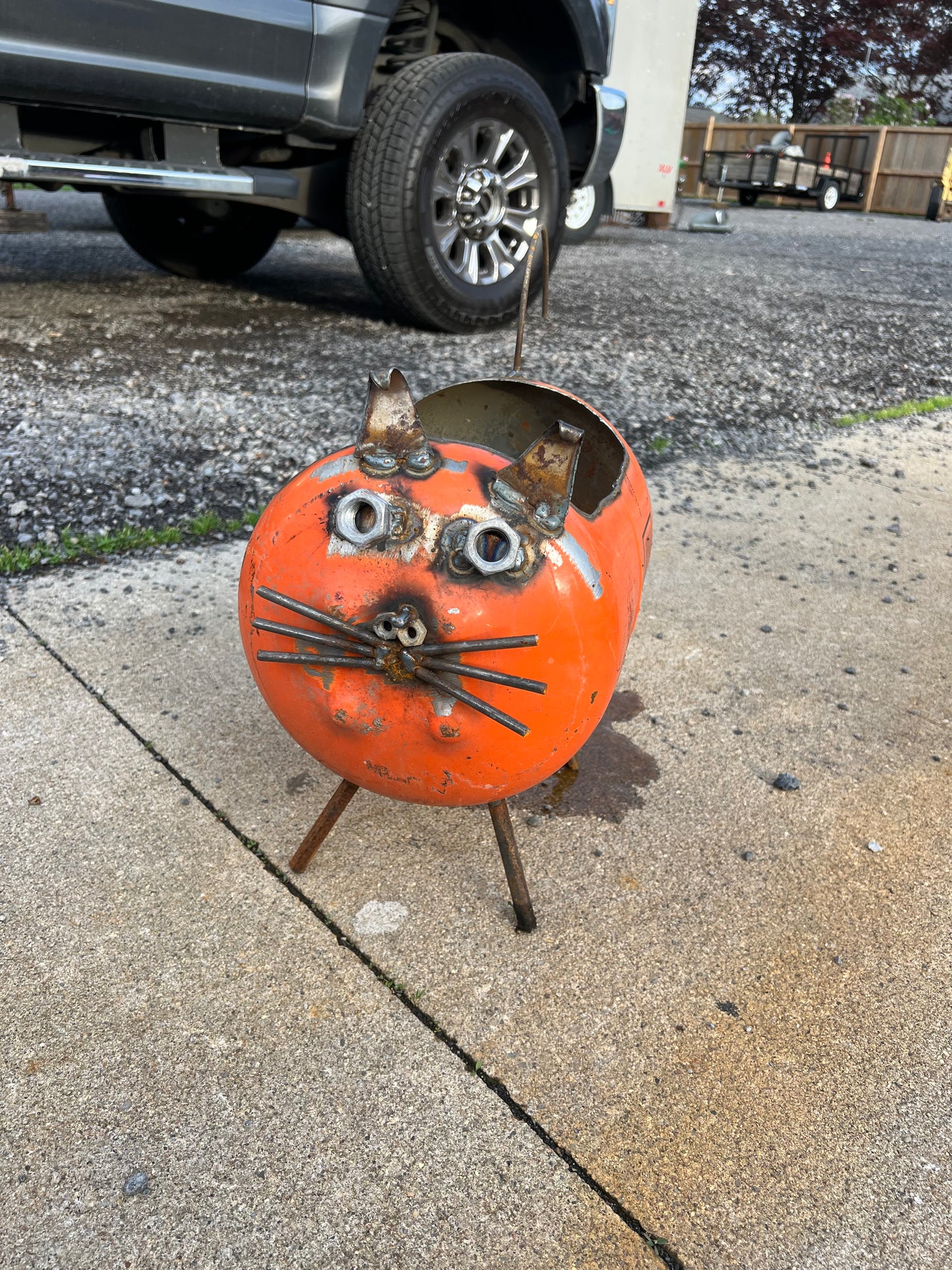 Handmade cat planter