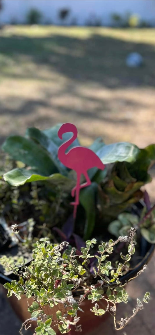 Mini flamingo yard stake