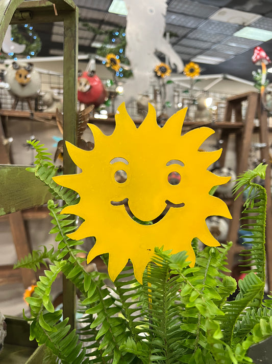 Mini sun smile face yard stake