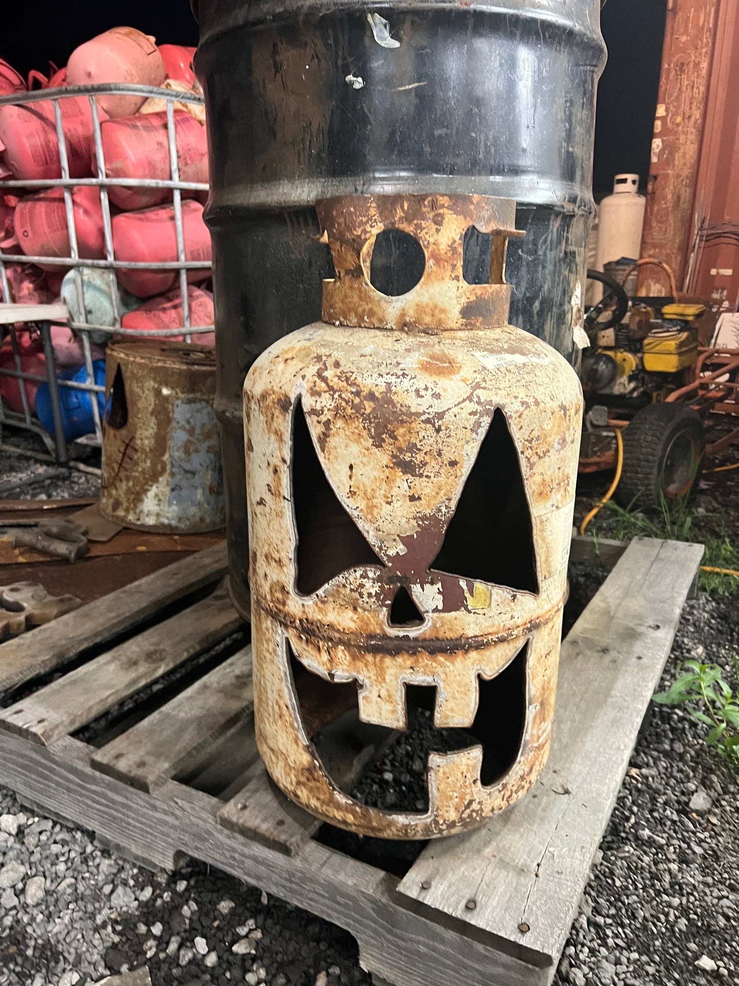 Hand cut large 30lb propane Jack-o-lantern