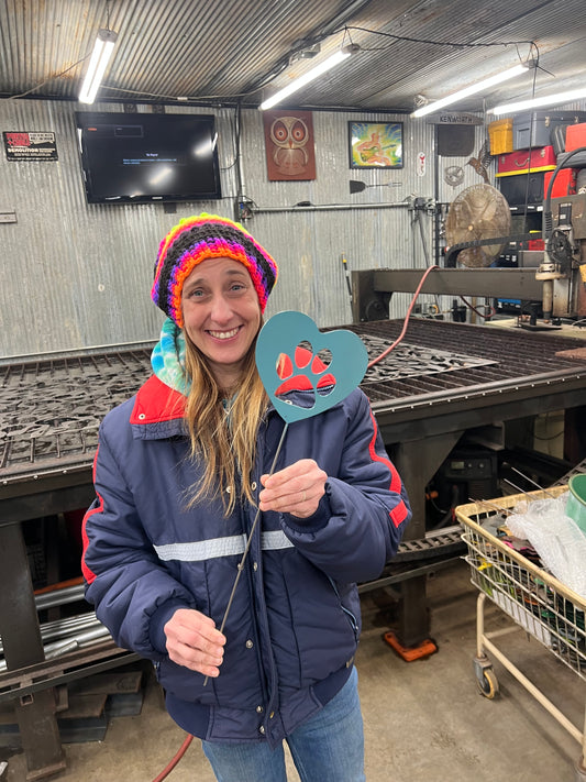 Mini paw print yard stake