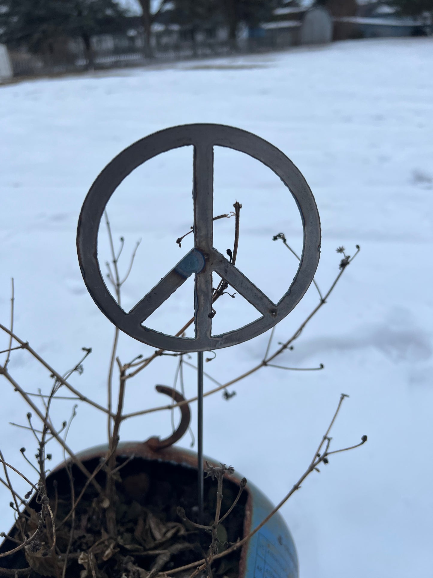 Mini Peace sign yard stake