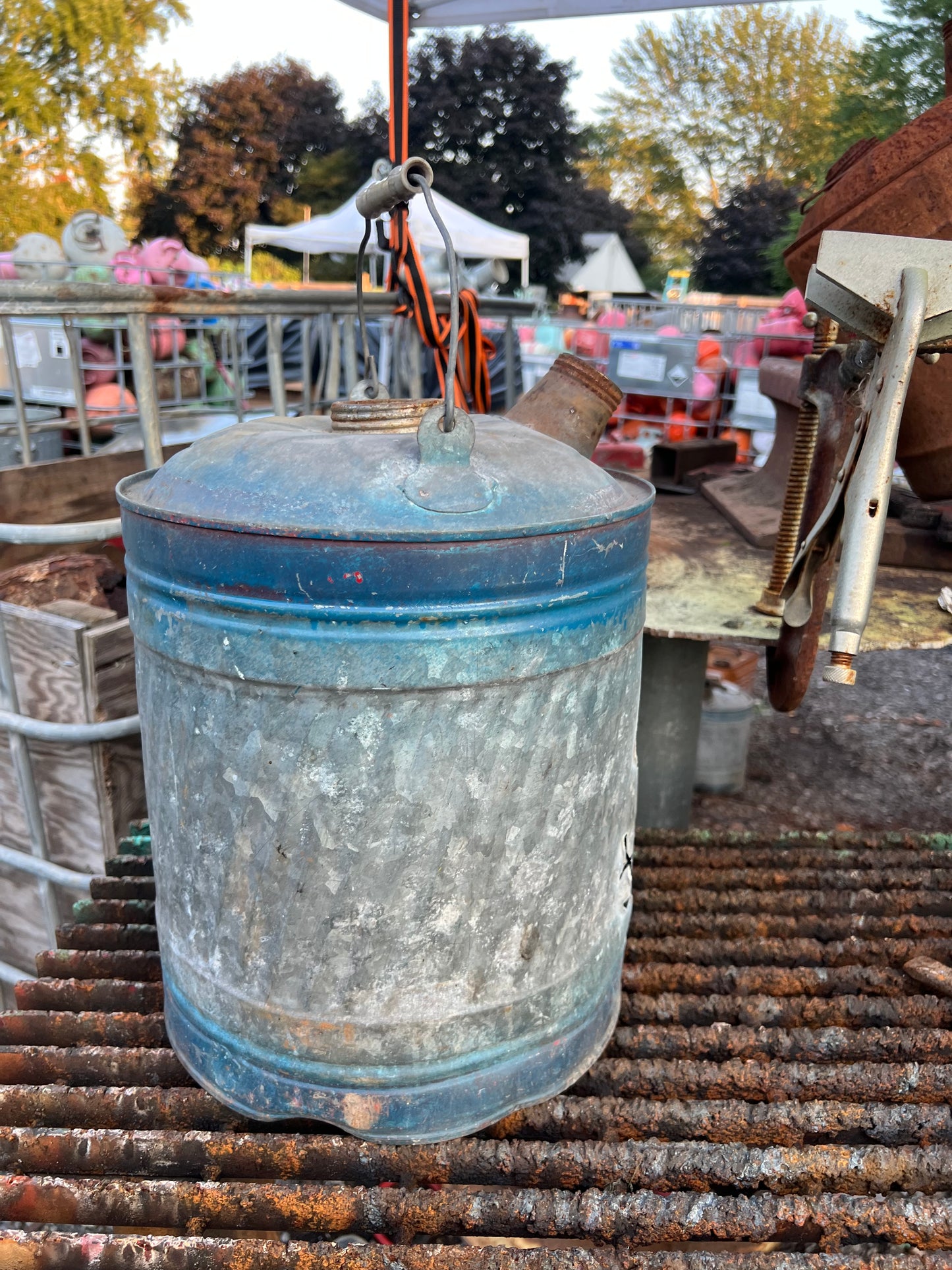 Vintage gas can silver jack-o-lantern Jack skeleton