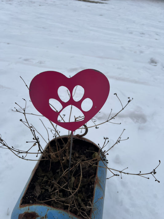 Mini paw print yard stake