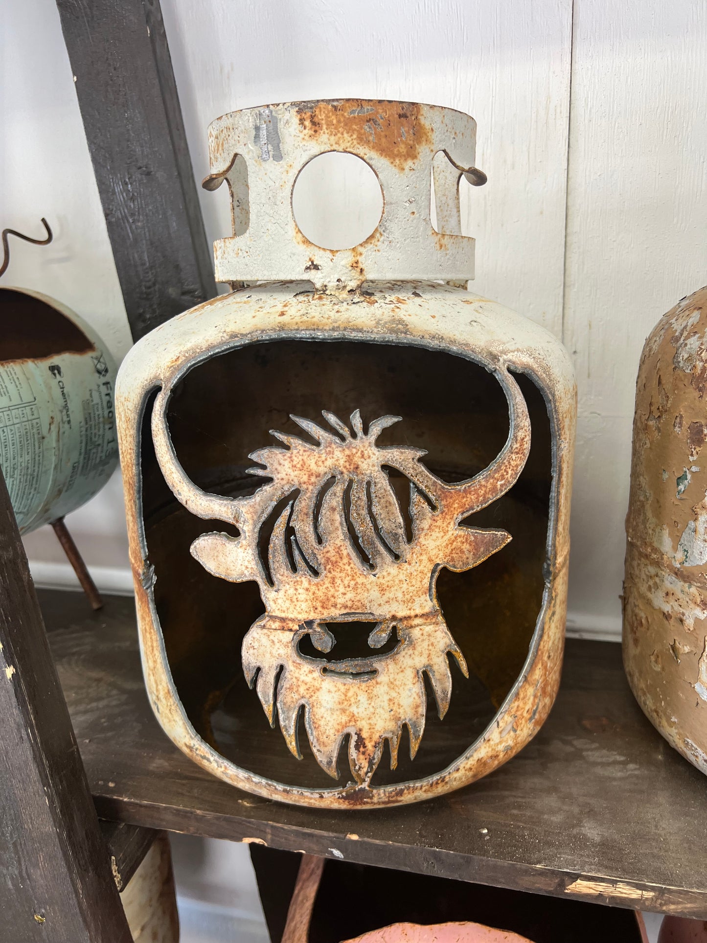 Highland cow hand cut luminary