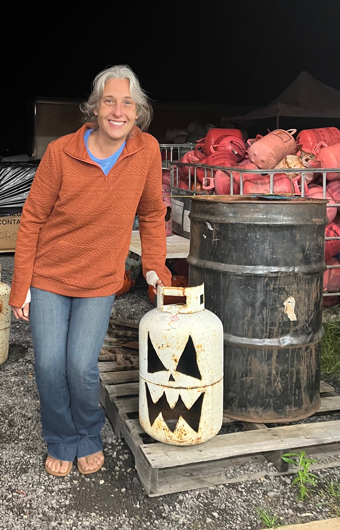 Hand cut large 30lb propane Jack-o-lantern