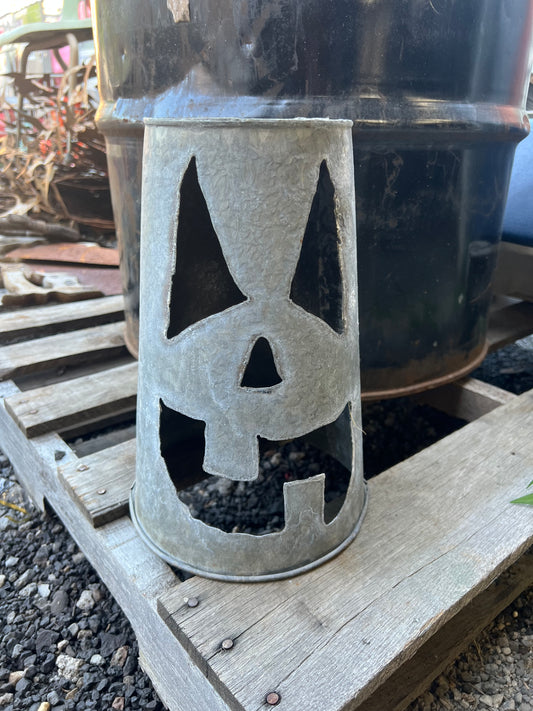 Vintage Sap Bucket Jack-o-lantern luminary