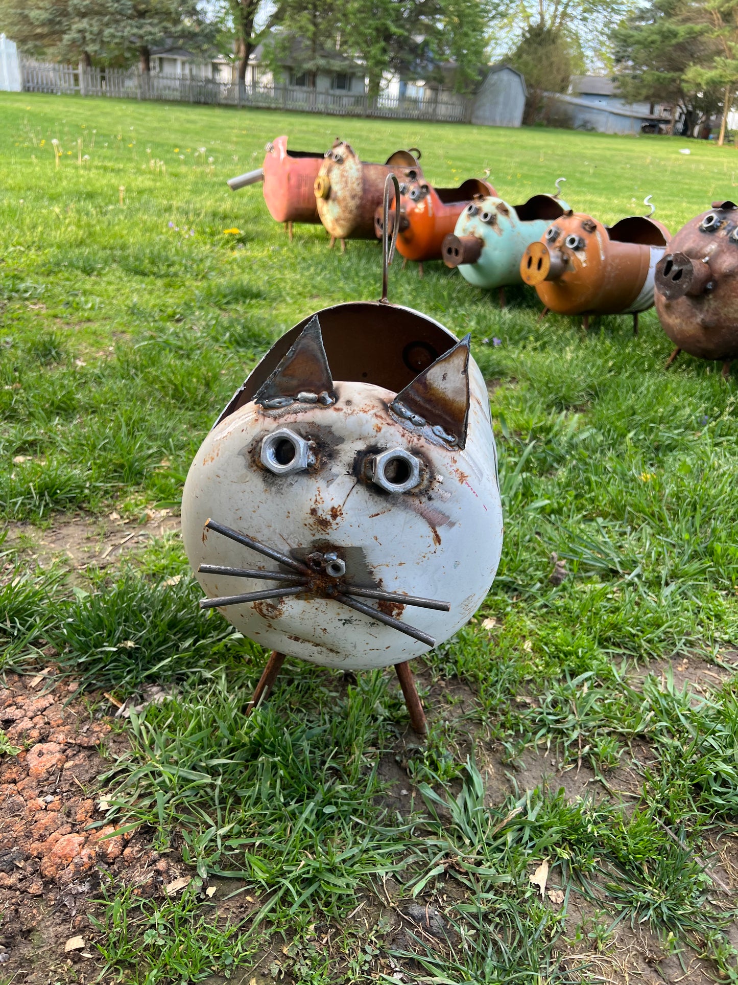 Handmade cat planter