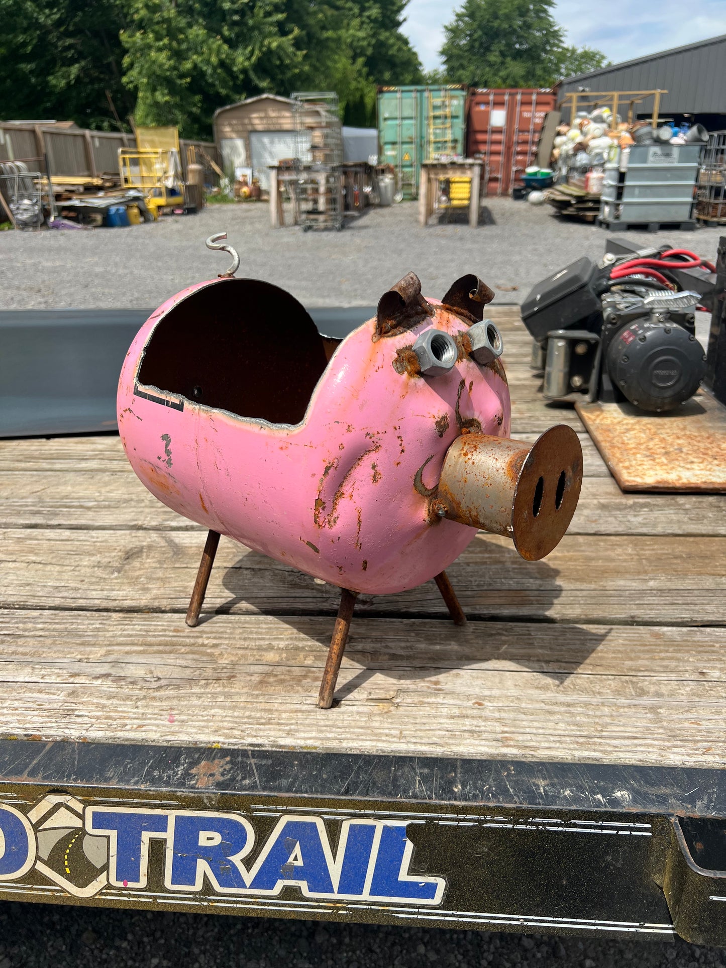 Handmade pig planter pink