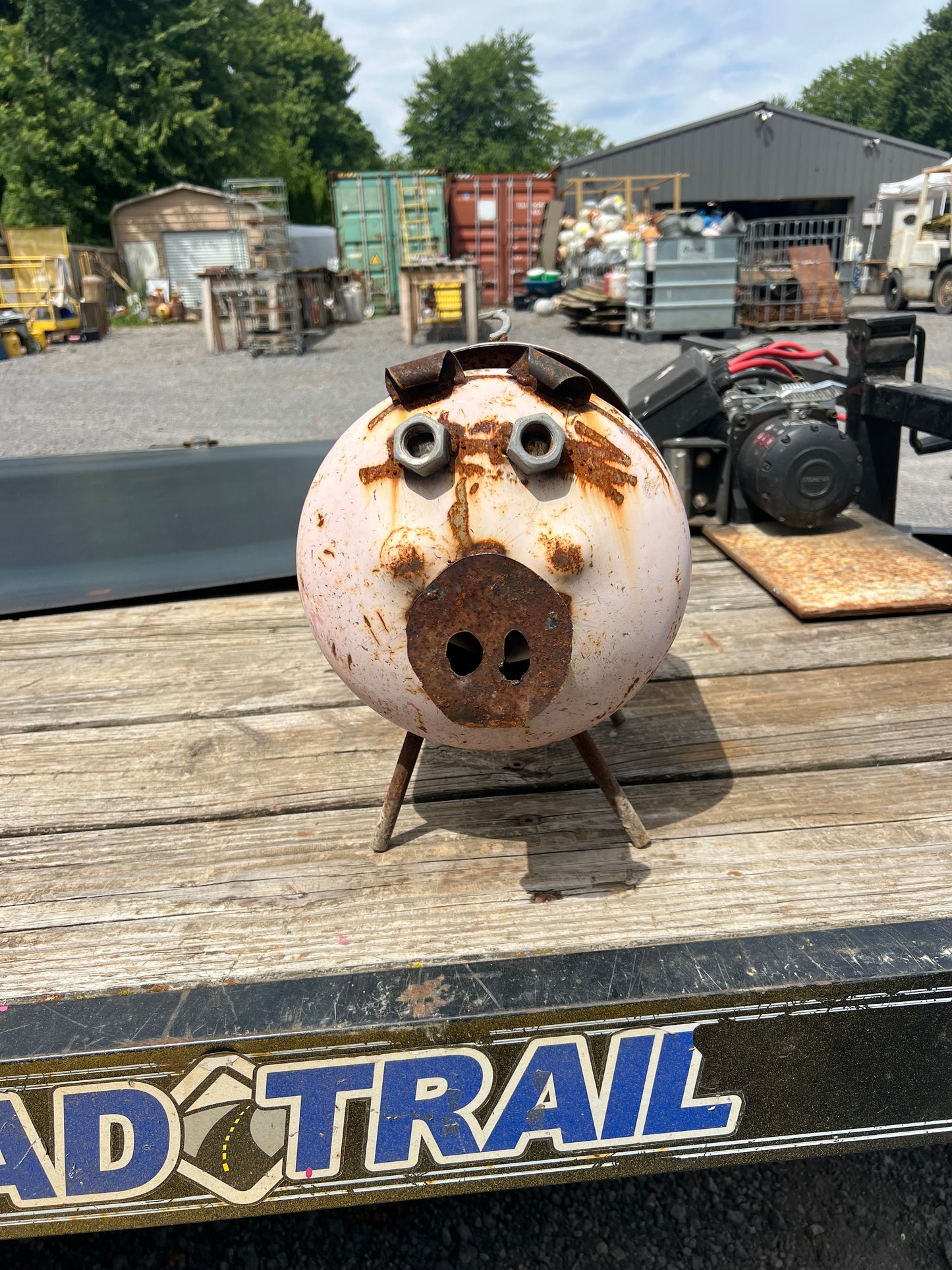 Handmade pig planter light pink