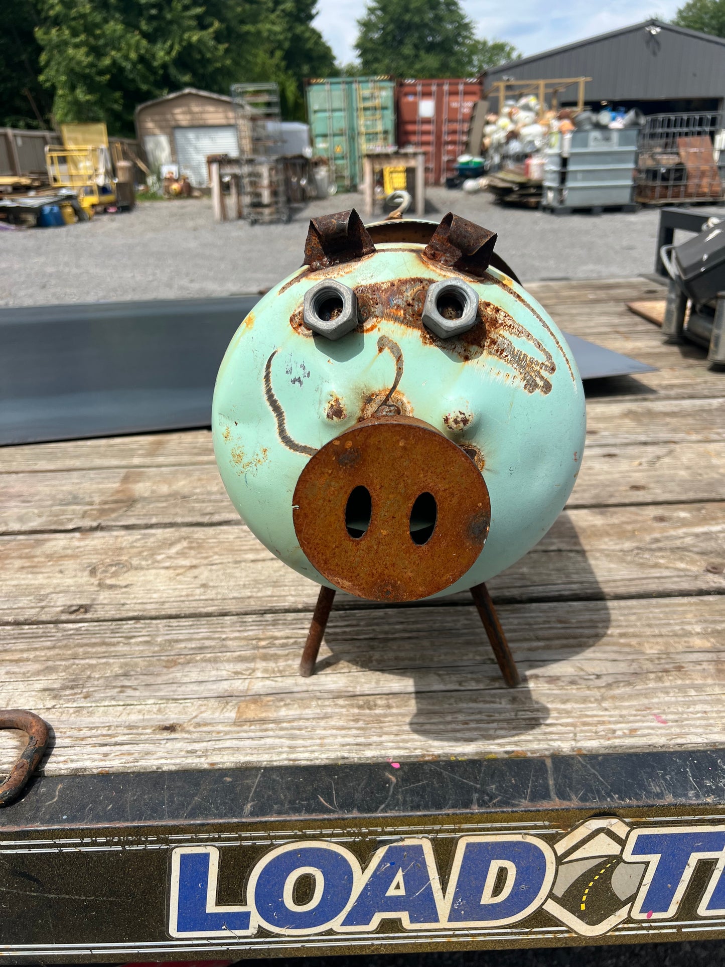 Handmade pig planter light mint