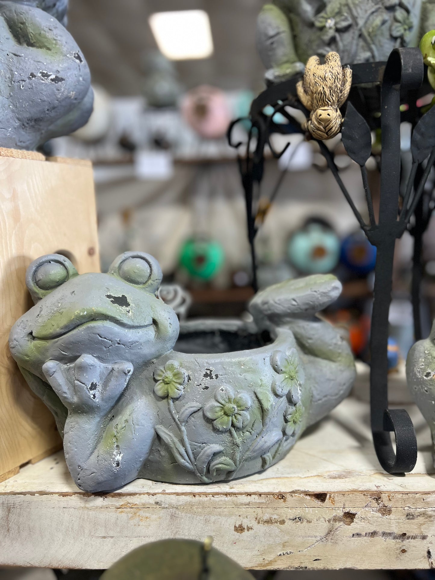 Lounging frog planter