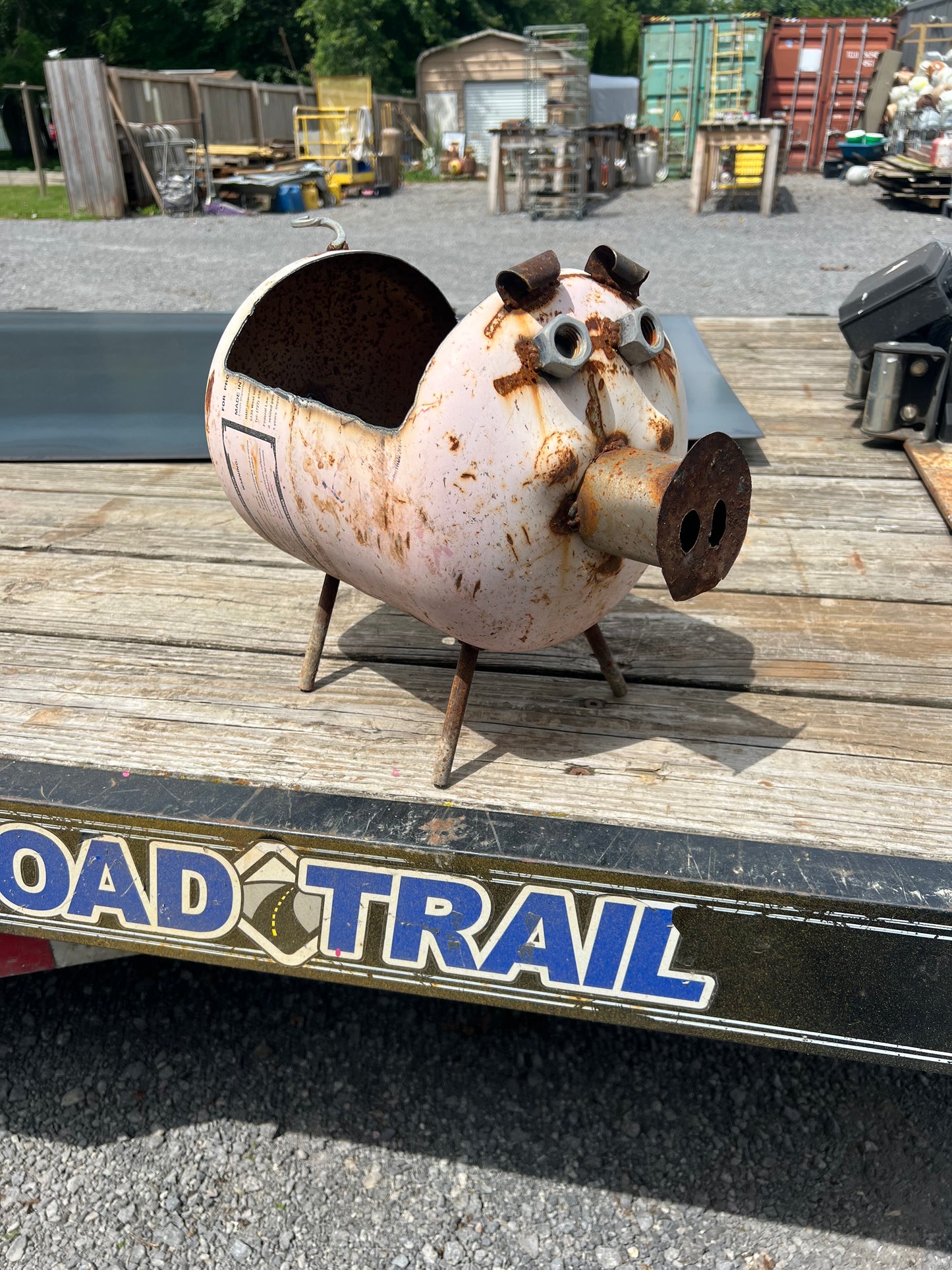 Handmade pig planter light pink