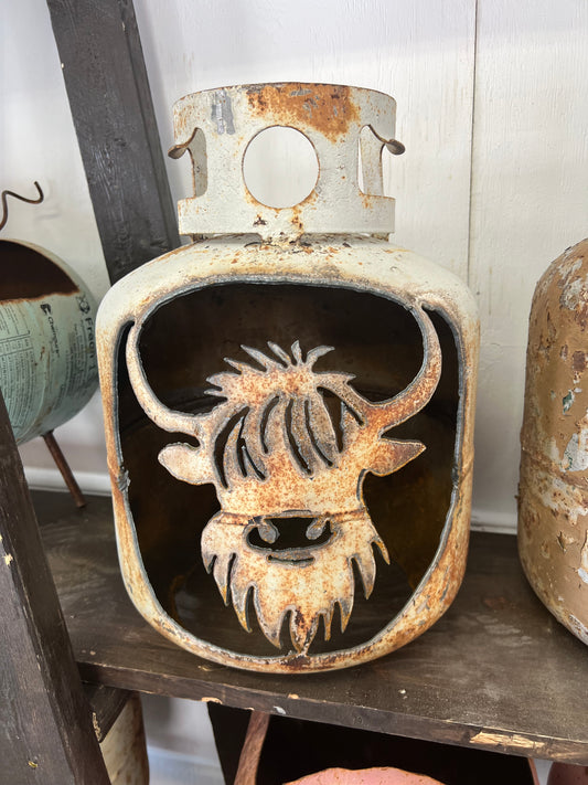 Highland cow hand cut luminary