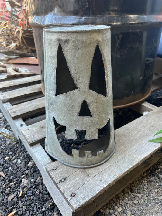 Vintage sap bucket Jack-o-lantern
