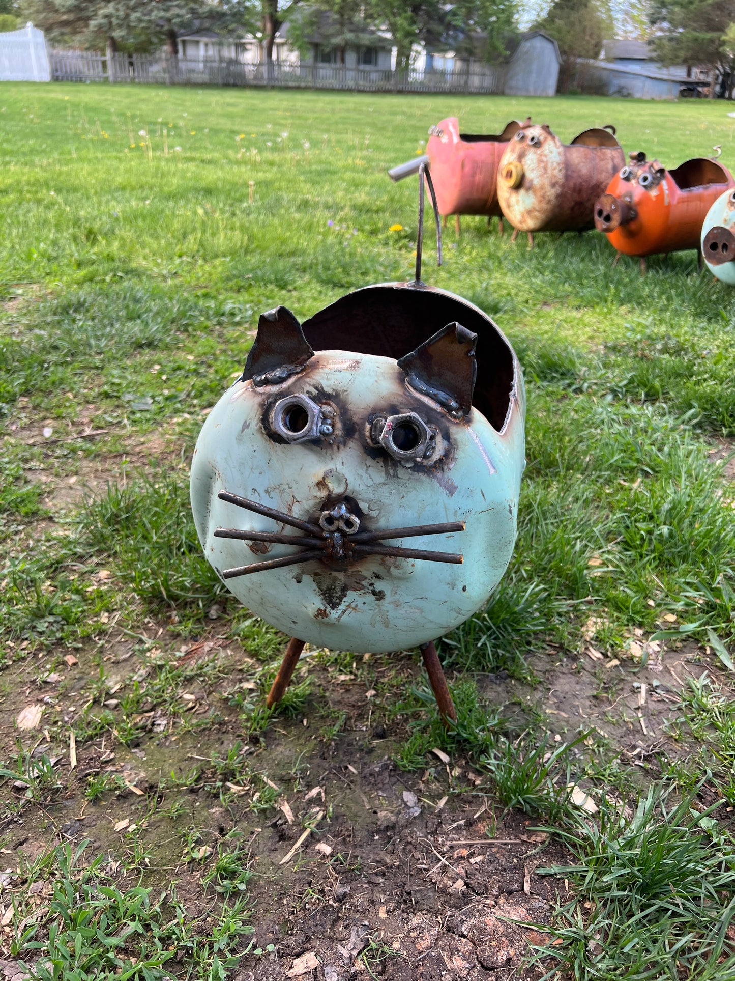 Handmade cat planter