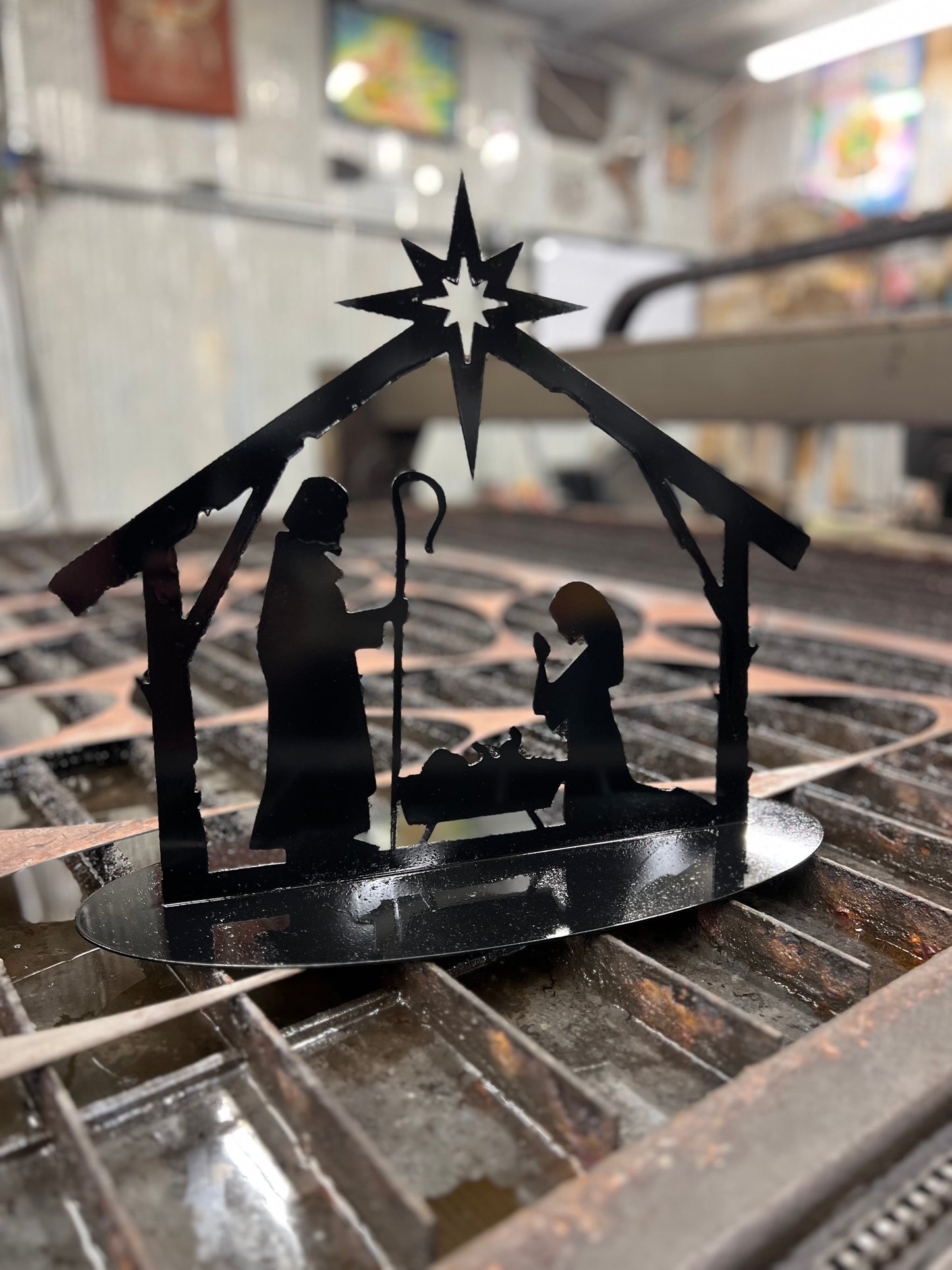 Metal Nativity scene