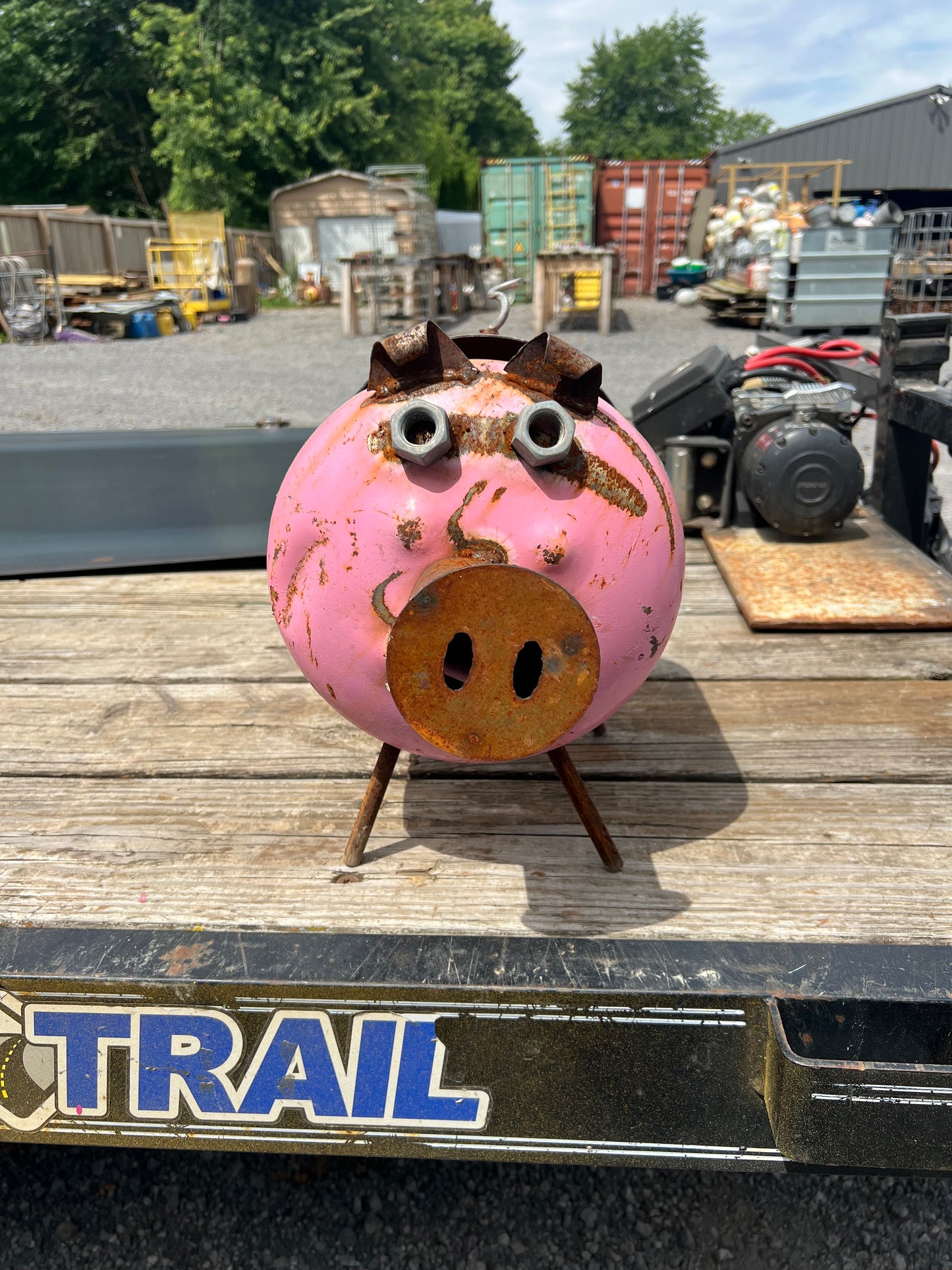 Handmade pig planter pink