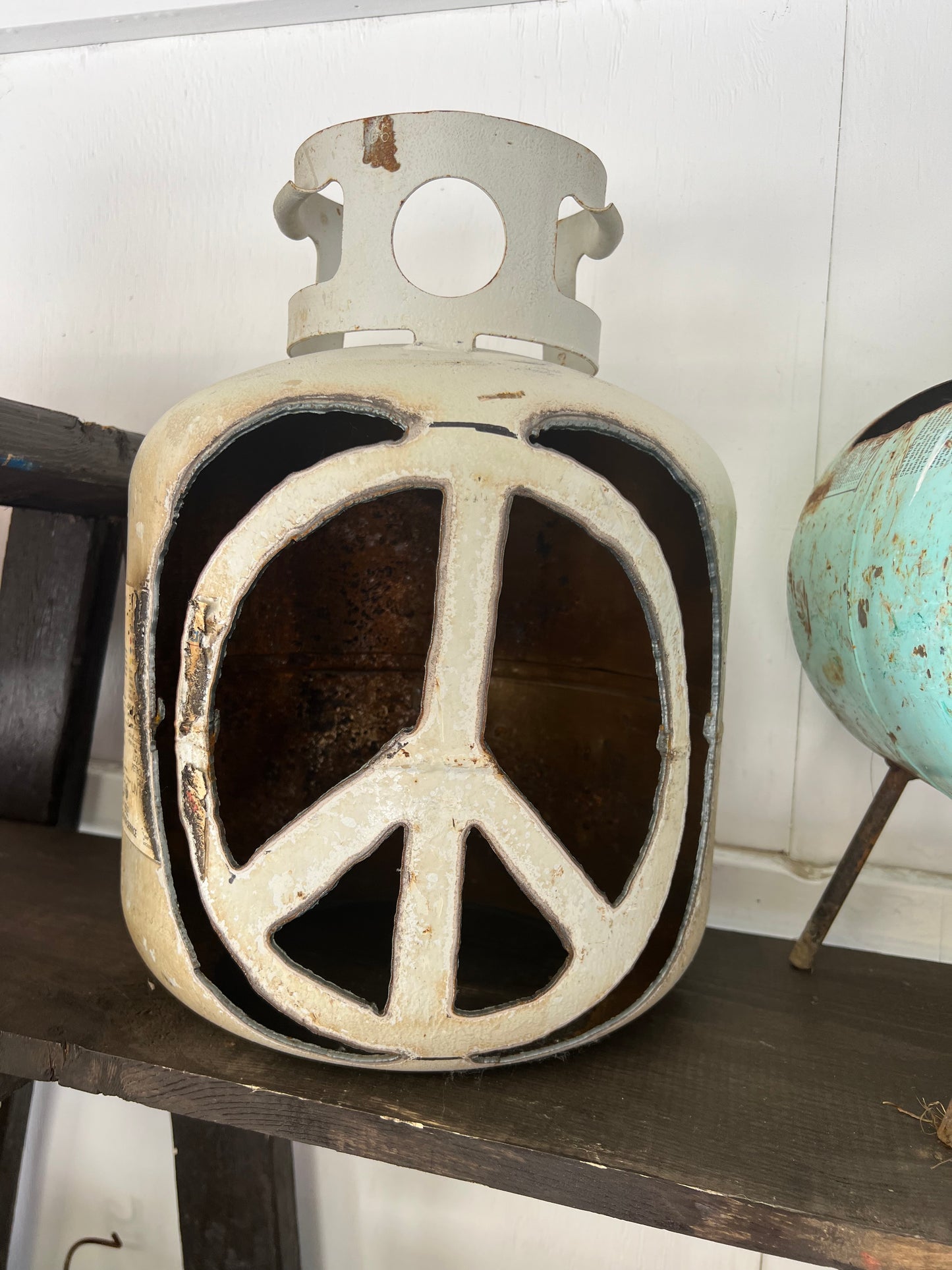 Hand cut peace sign luminary